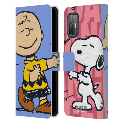 Peanuts Halfs And Laughs Snoopy & Charlie Leather Book Wallet Case Cover For HTC Desire 21 Pro 5G