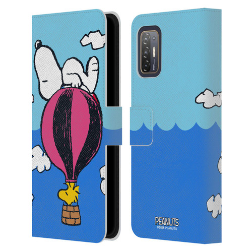 Peanuts Halfs And Laughs Snoopy & Woodstock Balloon Leather Book Wallet Case Cover For HTC Desire 21 Pro 5G
