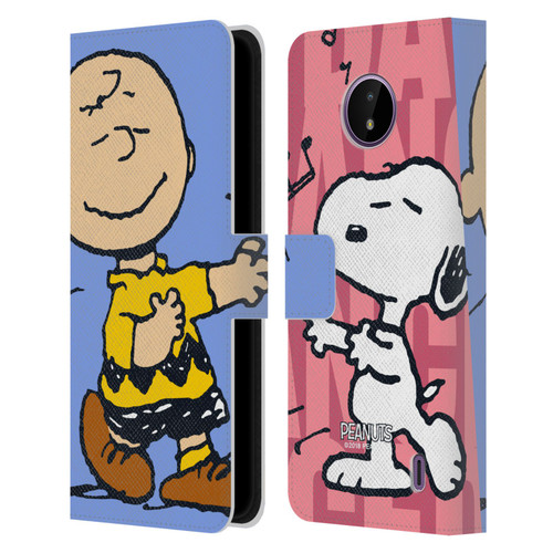 Peanuts Halfs And Laughs Snoopy & Charlie Leather Book Wallet Case Cover For Nokia C10 / C20