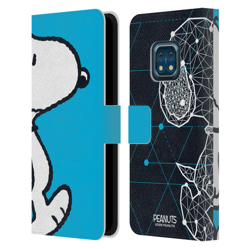 Peanuts Halfs And Laughs Snoopy Geometric Leather Book Wallet Case Cover For Nokia XR20