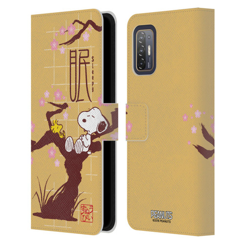 Peanuts Oriental Snoopy Sleepy Leather Book Wallet Case Cover For HTC Desire 21 Pro 5G