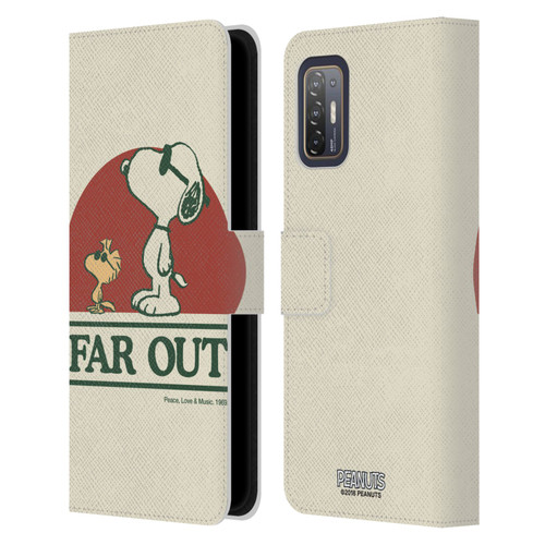 Peanuts Woodstock 50th Snoopy Woodstock Far Out Leather Book Wallet Case Cover For HTC Desire 21 Pro 5G