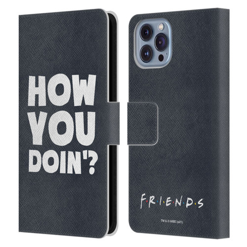 Friends TV Show Quotes How You Doin' Leather Book Wallet Case Cover For Apple iPhone 14