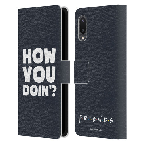 Friends TV Show Quotes How You Doin' Leather Book Wallet Case Cover For Samsung Galaxy A02/M02 (2021)