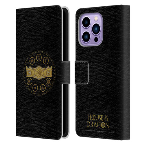 House Of The Dragon: Television Series Graphics Crown Leather Book Wallet Case Cover For Apple iPhone 14 Pro Max