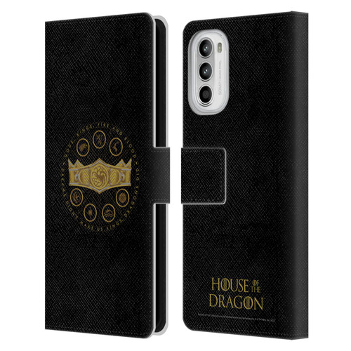 House Of The Dragon: Television Series Graphics Crown Leather Book Wallet Case Cover For Motorola Moto G52