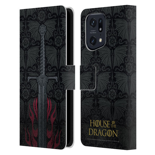 House Of The Dragon: Television Series Graphics Sword Leather Book Wallet Case Cover For OPPO Find X5 Pro