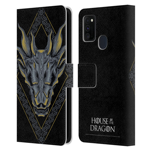House Of The Dragon: Television Series Graphics Dragon Head Leather Book Wallet Case Cover For Samsung Galaxy M30s (2019)/M21 (2020)