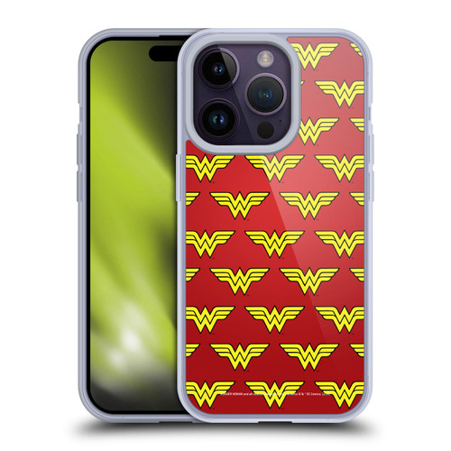 Wonder Woman DC Comics Logos Pattern Soft Gel Case for Apple iPhone 14 Pro