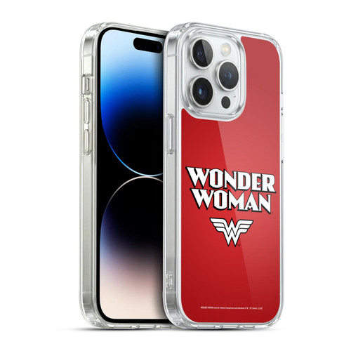 Wonder Woman DC Comics Logos Text Soft Gel Case for Apple iPhone 14 Pro