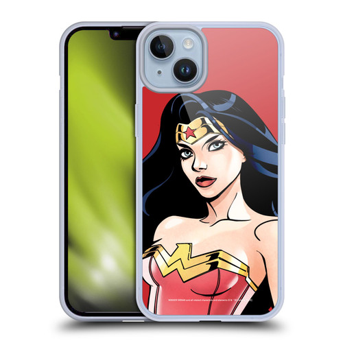 Wonder Woman DC Comics Character Art Portrait Soft Gel Case for Apple iPhone 14 Plus & MagSafe