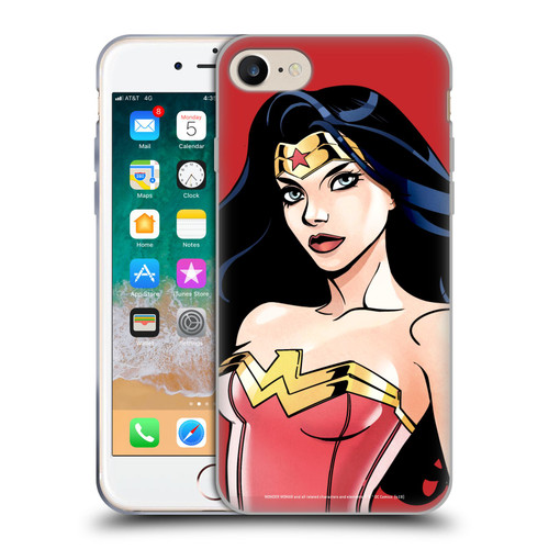 Wonder Woman DC Comics Character Art Portrait Soft Gel Case for Apple iPhone 7 / 8 / SE 2020 & 2022