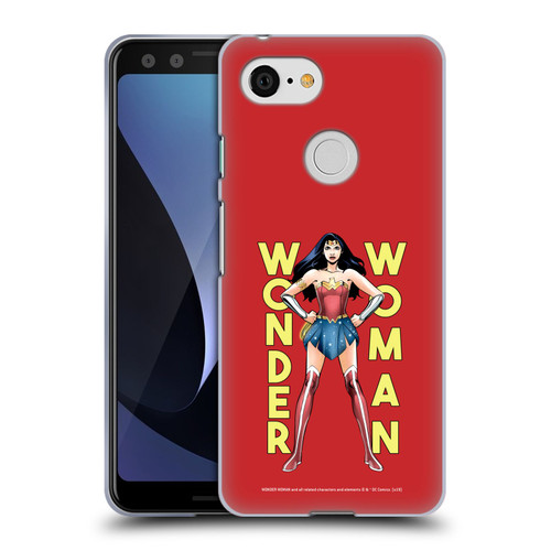 Wonder Woman DC Comics Character Art Stand Soft Gel Case for Google Pixel 3