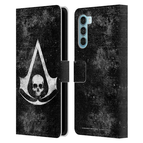 Assassin's Creed Black Flag Logos Grunge Leather Book Wallet Case Cover For Motorola Edge S30 / Moto G200 5G