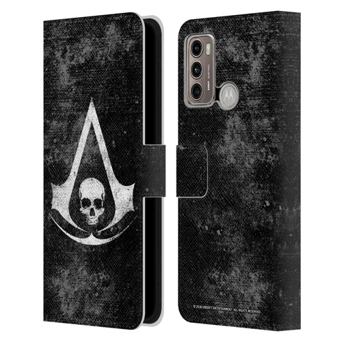 Assassin's Creed Black Flag Logos Grunge Leather Book Wallet Case Cover For Motorola Moto G60 / Moto G40 Fusion