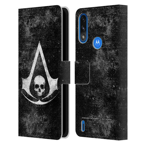 Assassin's Creed Black Flag Logos Grunge Leather Book Wallet Case Cover For Motorola Moto E7 Power / Moto E7i Power