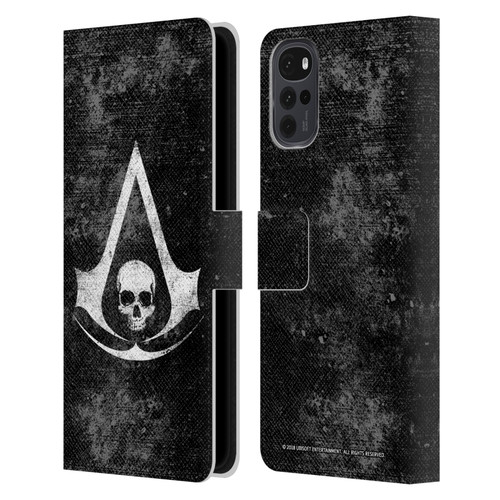 Assassin's Creed Black Flag Logos Grunge Leather Book Wallet Case Cover For Motorola Moto G22