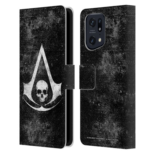 Assassin's Creed Black Flag Logos Grunge Leather Book Wallet Case Cover For OPPO Find X5 Pro