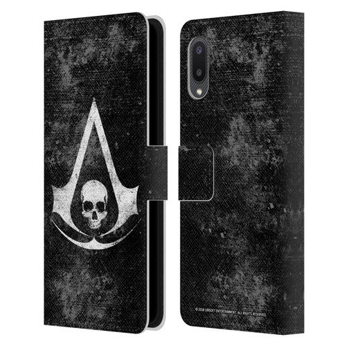 Assassin's Creed Black Flag Logos Grunge Leather Book Wallet Case Cover For Samsung Galaxy A02/M02 (2021)