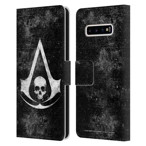 Assassin's Creed Black Flag Logos Grunge Leather Book Wallet Case Cover For Samsung Galaxy S10+ / S10 Plus