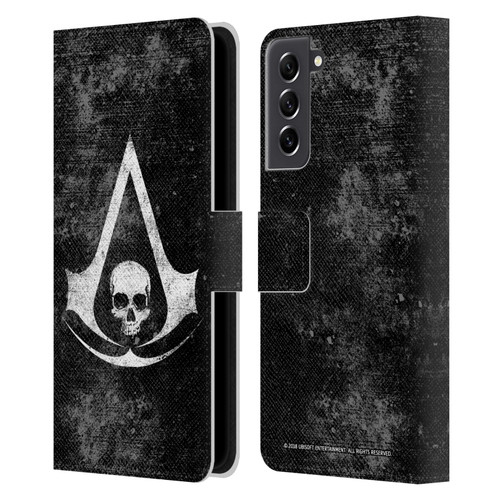 Assassin's Creed Black Flag Logos Grunge Leather Book Wallet Case Cover For Samsung Galaxy S21 FE 5G