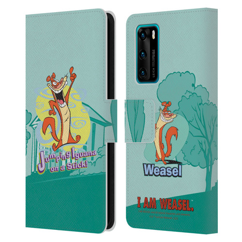 I Am Weasel. Graphics Jumping Iguana On A Stick Leather Book Wallet Case Cover For Huawei P40 5G