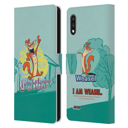 I Am Weasel. Graphics Jumping Iguana On A Stick Leather Book Wallet Case Cover For LG K22