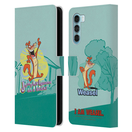 I Am Weasel. Graphics Jumping Iguana On A Stick Leather Book Wallet Case Cover For Motorola Edge S30 / Moto G200 5G