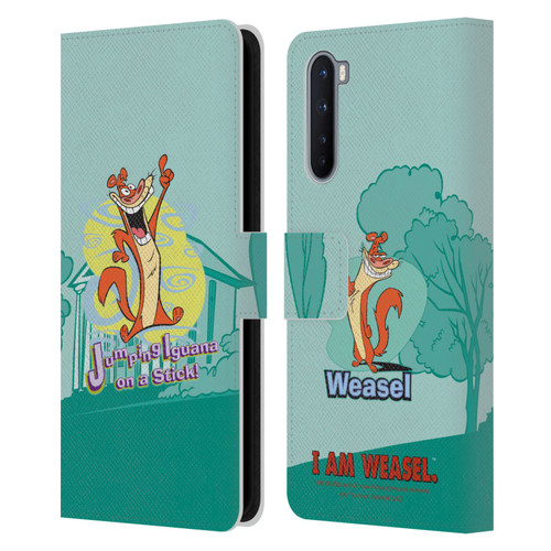 I Am Weasel. Graphics Jumping Iguana On A Stick Leather Book Wallet Case Cover For OnePlus Nord 5G