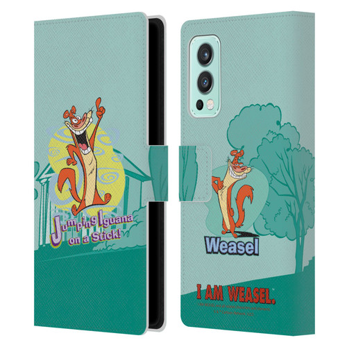 I Am Weasel. Graphics Jumping Iguana On A Stick Leather Book Wallet Case Cover For OnePlus Nord 2 5G