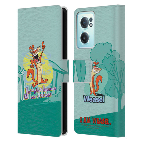 I Am Weasel. Graphics Jumping Iguana On A Stick Leather Book Wallet Case Cover For OnePlus Nord CE 2 5G