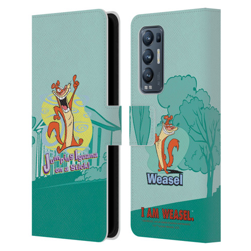 I Am Weasel. Graphics Jumping Iguana On A Stick Leather Book Wallet Case Cover For OPPO Find X3 Neo / Reno5 Pro+ 5G