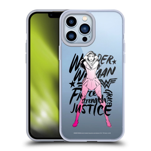 Wonder Woman DC Comics Graphic Arts Typography Soft Gel Case for Apple iPhone 13 Pro Max & MagSafe