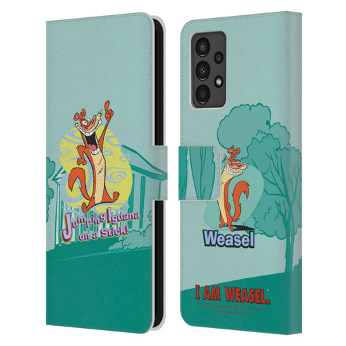 I Am Weasel. Graphics Jumping Iguana On A Stick Leather Book Wallet Case Cover For Samsung Galaxy A13 (2022)