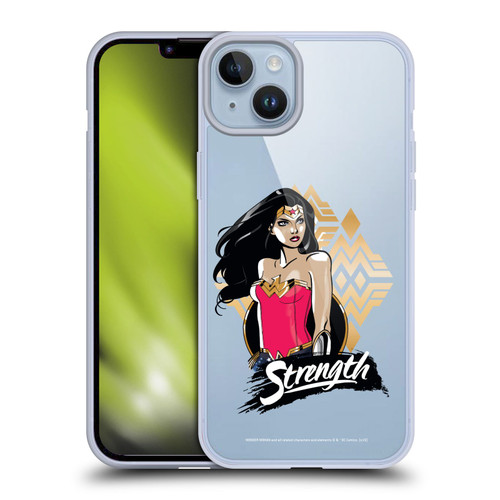 Wonder Woman DC Comics Graphic Arts Strength Soft Gel Case for Apple iPhone 14 Plus & MagSafe