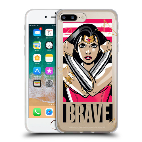 Wonder Woman DC Comics Graphic Arts Brave Soft Gel Case for Apple iPhone 7 Plus / iPhone 8 Plus