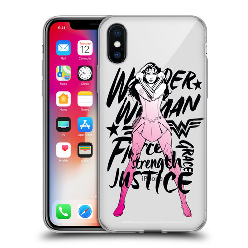 Wonder Woman DC Comics Graphic Arts Typography Soft Gel Case for Apple iPhone X / iPhone XS