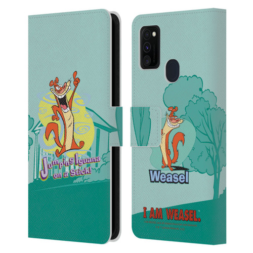 I Am Weasel. Graphics Jumping Iguana On A Stick Leather Book Wallet Case Cover For Samsung Galaxy M30s (2019)/M21 (2020)