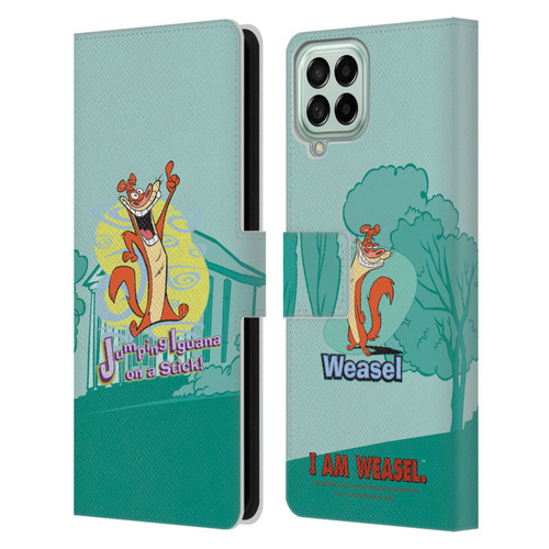 I Am Weasel. Graphics Jumping Iguana On A Stick Leather Book Wallet Case Cover For Samsung Galaxy M53 (2022)