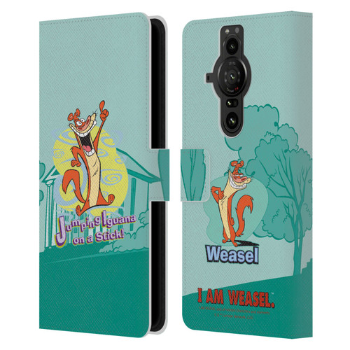 I Am Weasel. Graphics Jumping Iguana On A Stick Leather Book Wallet Case Cover For Sony Xperia Pro-I