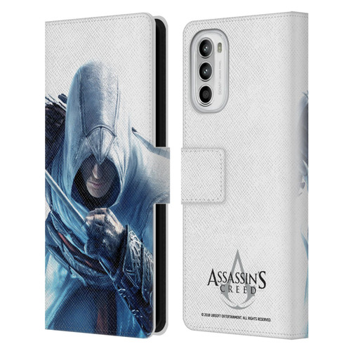 Assassin's Creed Key Art Altaïr Hidden Blade Leather Book Wallet Case Cover For Motorola Moto G52