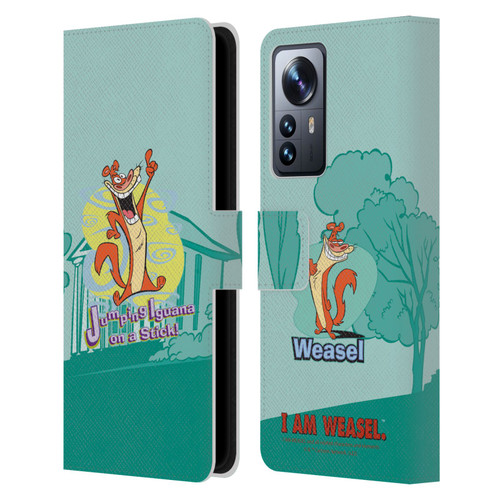 I Am Weasel. Graphics Jumping Iguana On A Stick Leather Book Wallet Case Cover For Xiaomi 12 Pro