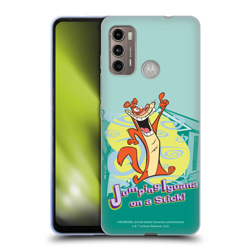 I Am Weasel. Graphics Jumping Iguana On A Stick Soft Gel Case for Motorola Moto G60 / Moto G40 Fusion