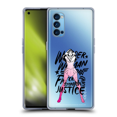 Wonder Woman DC Comics Graphic Arts Typography Soft Gel Case for OPPO Reno 4 Pro 5G