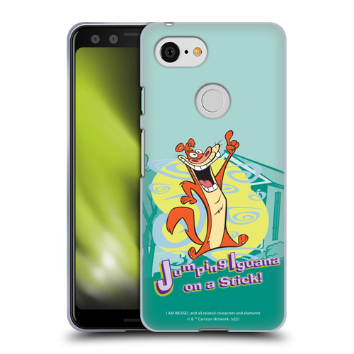 I Am Weasel. Graphics Jumping Iguana On A Stick Soft Gel Case for Google Pixel 3