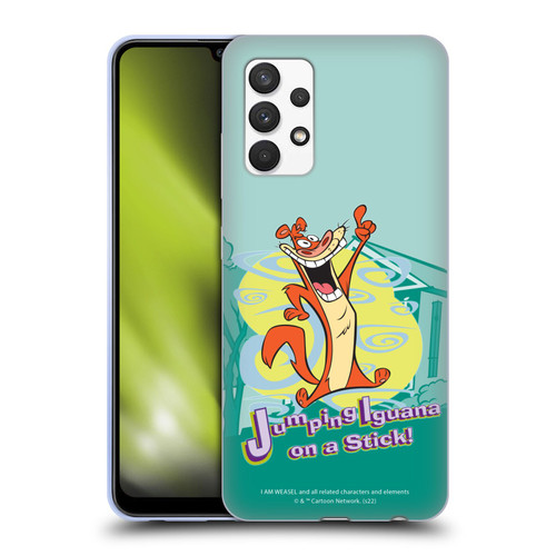 I Am Weasel. Graphics Jumping Iguana On A Stick Soft Gel Case for Samsung Galaxy A32 (2021)