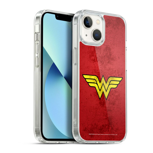 Wonder Woman DC Comics Logos Distressed Look Soft Gel Case for Apple iPhone 13