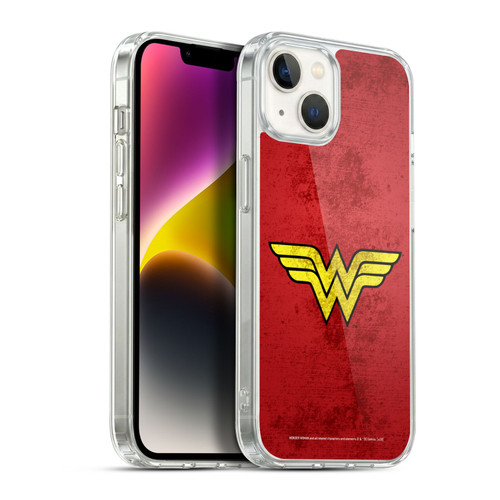 Wonder Woman DC Comics Logos Distressed Look Soft Gel Case for Apple iPhone 14 Plus