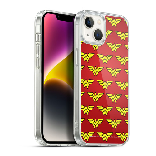 Wonder Woman DC Comics Logos Pattern Soft Gel Case for Apple iPhone 14 Plus