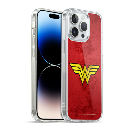 Wonder Woman DC Comics Logos Distressed Look Soft Gel Case for Apple iPhone 14 Pro Max